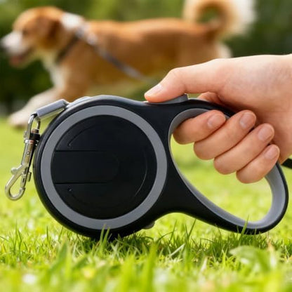 Retractable Dog Leash 16 FT Walking Leash Up to 44 lb, 360° Tangle-Free Dog Leashe, Strong Nylon Tape No Tangle, Explosion-Proof Carabiner, Anti-Slip Handle (Black, 16FT) - Image 2