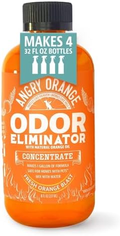 Angry Orange Pet Odor Eliminator 8 oz. bottle- Industrial Strength Pet Odor Remover - Makes (4) 32oz. Bottles - 1 Gallon - Neutralizes and Sanitizes Tough Pet Odors Fast by AngryOrange