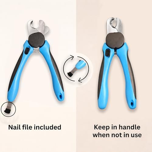 LED Dog Nail Clipper with Light, Professional Pet Nail Trimmer with File For Dogs & Cats grooming, Sharp Stainless Steel Blades for Thick Nails, Safety Guard & Lock (Blue Medium-Large, with LED) - Image 5