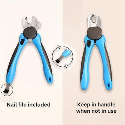 LED Dog Nail Clipper with Light, Professional Pet Nail Trimmer with File For Dogs & Cats grooming, Sharp Stainless Steel Blades for Thick Nails, Safety Guard & Lock (Blue Medium-Large, with LED) - Image 5