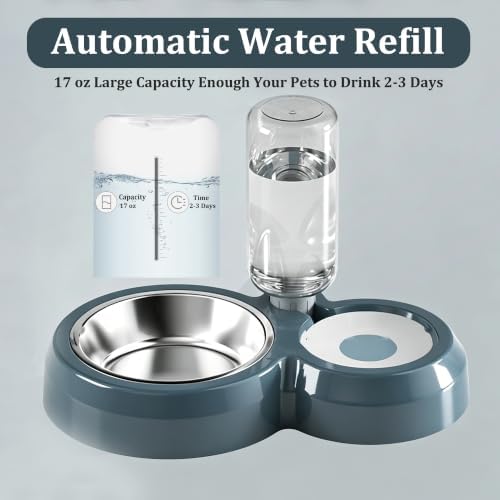 Double Dog Bowls, Cat Food & Water Bowl Set with Water Dispenser - Image 3