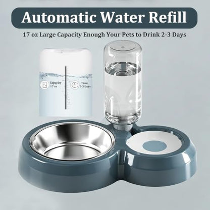 Double Dog Bowls, Cat Food & Water Bowl Set with Water Dispenser - Image 3