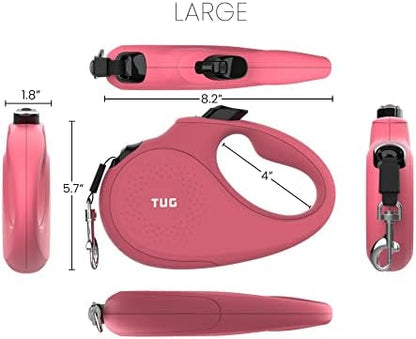 TUG Monochrome 360° Tangle-Free Retractable Dog Leash | 16 ft Strong Nylon Tape (Large, Pink) - Image 3