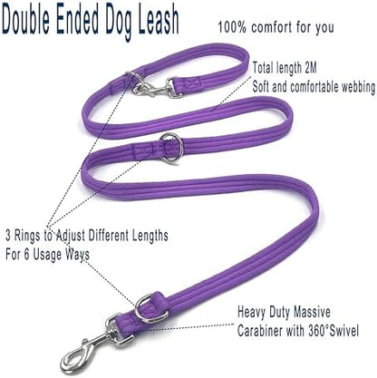Multifunctional Double Ended Dog Leash,for Obedience Training Or Distance Work Easy to Use,Lightweight,Soft&Durable Convertible Hands Free,Crossbody,Over Shoulder(Purple, 2M*2.5CM) - Image 2