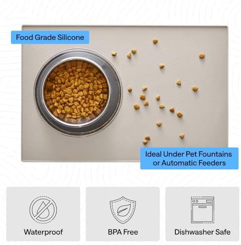 GORILLA GRIP Dog Food Mat, 100% Waterproof Silicone, 32x24 Beige - Image 5