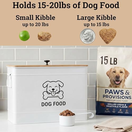 Metal Dog Food Container 15-20 lbs w/ Airtight Bamboo Lid, 70 Cup Capacity - Image 3