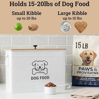 Metal Dog Food Container 15-20 lbs w/ Airtight Bamboo Lid, 70 Cup Capacity - Image 3
