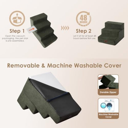 EHEYCIGA Dog Stairs 13.5" H, 3-Step Extra Wide Dog Steps - Image 6
