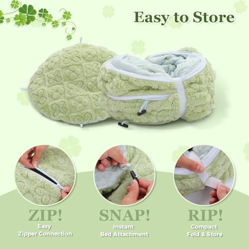 PEQULTI Green Donut Cat Tunnel Bed Washable Plush Mat for Multi Small Pets - Image 6