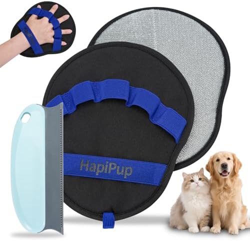 Pet Hair Removal Glove, Magic Brush Electrostatic Mitt for Dogs & Cats, Reusable Grooming Gloves - Dog Hair Remover Tool with 5-Finger Design for Couch, Carpet, Clothing & Car Seat(Blue) by Unknown