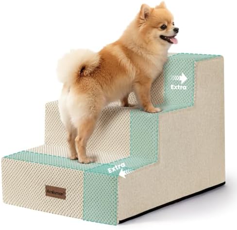 Aodisman Dog Stairs for Small Dogs,3-Step Wide Pet Stairs for Couch & Bed by AODISMAN
