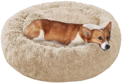 JOLLYVOGUE Dog Bed, Calming Anti-Anxiety Large Dog Bed, Fluffy Donut Cushion for Medium and Large Pets (31") by JOLLYVOGUE