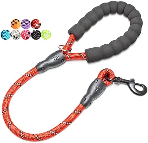 BAAPET 2/4/5/6 FT Dog Leash with Comfortable Padded Handle and Highly Reflective Threads for Small Medium and Large Dogs (2FT-1/2'', Red) by BAAPET