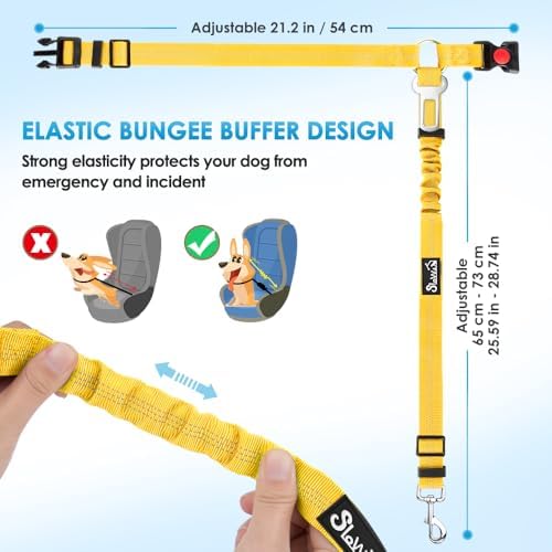 SlowTon Dog Seat Belt for Car, 2 Pack Dog Car Harness Seatbelt with Bungee - Image 6