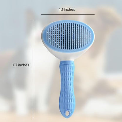Self-Cleaning Pet Grooming Brush – Smooth Grooming Brush for Dogs and Cats, Easy Hair Removal with the Push of a Button, Gentle Shedding Remover for Small Pets (Basic Oval) - Image 6