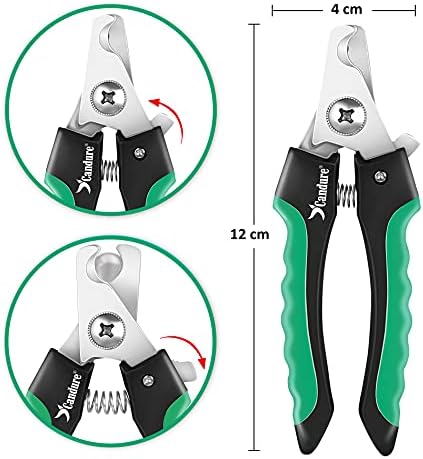 Candure Dog Nail Clippers Professional Pet Nail Clipper Suitable for Cats, Rabbits and Guinea Pigs - Safety Lock/Protective Guard to Avoid Over Cutting (Green, Medium to Small) - Image 2
