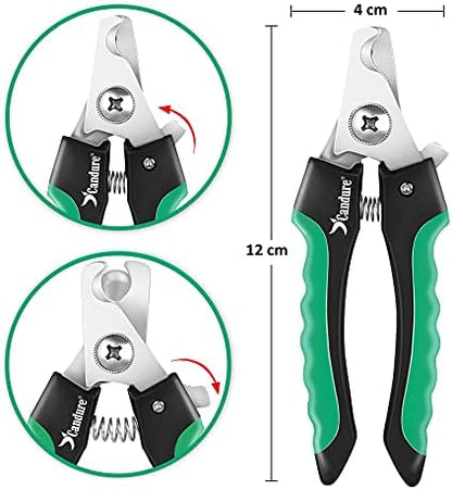 Candure Dog Nail Clippers Professional Pet Nail Clipper Suitable for Cats, Rabbits and Guinea Pigs - Safety Lock/Protective Guard to Avoid Over Cutting (Green, Medium to Small) - Image 2