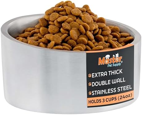 Master Pet Supply Stainless Steel Slanted Dog Cat Food Bowl 24 oz Stainless by MasterPetSupply