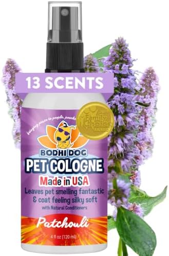 Bodhi Dog Premium Dog Cologne - Deodorizing Dog Perfume & Conditioner for Dogs & Cats - Natural Long Lasting Spray - Keeps Pets Fresh All Day - Gentle & Safe Formula, Made in USA (Patchouli 4 Fl Oz) by BodhiDog