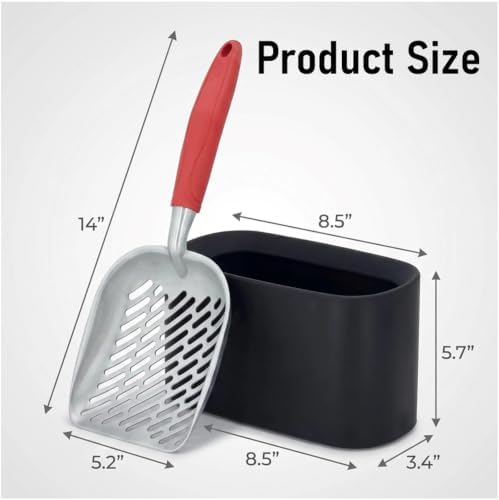 Heavy-Duty Cat Litter Scoop with Holder&Litter Bags, Metal Cat Scooper with Bags, Stainless Steel Kitty Poop Sifting Shovel Captures All Clumps, Cat Scooper for Litter Box Cleaning - Image 2
