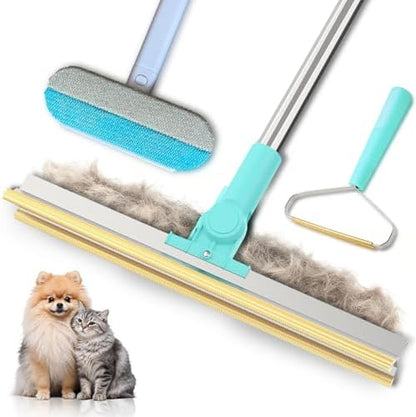 Carpet Rake for Pet Hair Removal, 3 in 1 Reusable Dog Hair Remover Scraper with Adjustable Long Handle, Carpet Clean Brushes & Cat Fur Rakes Scraper Broom for Couch, Rugs, Mats and Cars by ddoutot