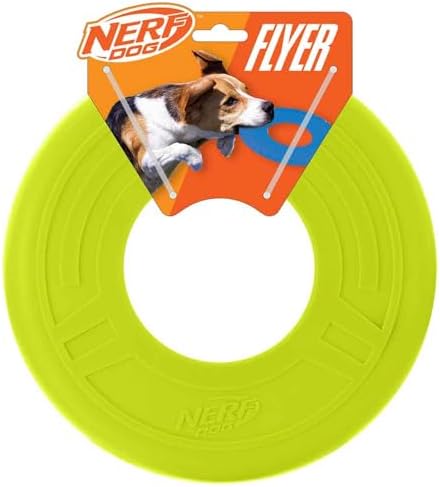 Nerf Dog Atomic Flyer Outdoor Dog Toy, 10 Inch Flying Disc Dog Fetch Toy, Rubber Dog Toy for Medium Dogs and Large Dogs, Green by GramercyProductsInc