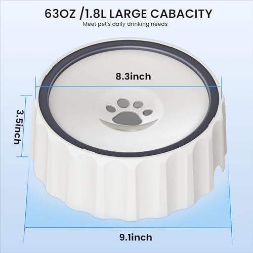 Dog Water Bowl No Spill 70oz/2L Large Capacity Dispenser Non Slip No Splash Bowl Pet Slow Feeder No Drip Dog Water Bowl on Vehicle Slow Water Bowl for Dogs and Cats - Image 2