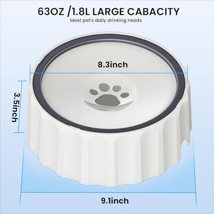 Dog Water Bowl No Spill 70oz/2L Large Capacity Dispenser Non Slip No Splash Bowl Pet Slow Feeder No Drip Dog Water Bowl on Vehicle Slow Water Bowl for Dogs and Cats - Image 2