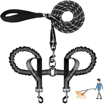 Double Dog Leash, 18~120 Lbs, No Tangle with Padded Handles, 360° Swivel by Unknown