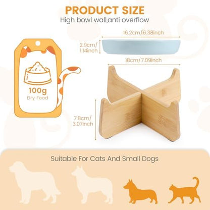 PETTOM Slow Feeder Cat Bowl with Stand, Ceramic Slow Eating Cat Bowl with Higher Edges Fish Pool Design Elevated Food Bowls for Dry and Wet Food Anti-Vomiting Puzzle Feeder for Healthy Eating Diet - Image 3