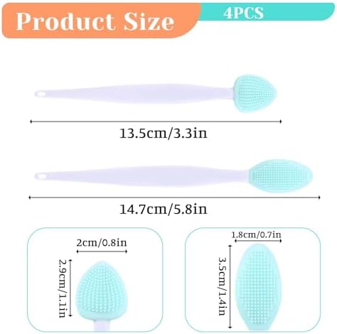 JJUNW 4Pcs Cat Acne Brush Set, Chin Treatment, Black Seed Exfoliating Brush, Dual Sided Silicone Brush for Chin Acne and Blackhead Exfoliation - Image 2