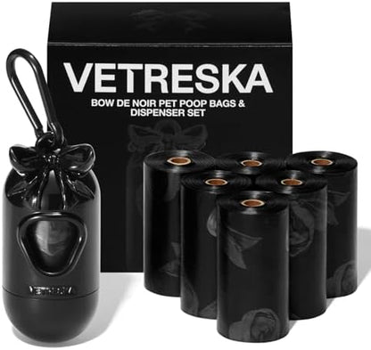 VETRESKA Dog Poop Bags Dispenser with 105 Bags, Rose & Honey Scented by VETRESKA