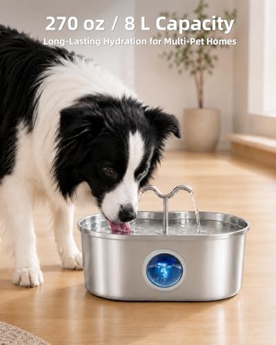 8L/270oz/2Gallon Stainless Steel Dog Water Fountain Pet Fountain - Image 4