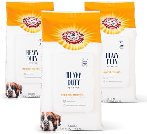 Arm & Hammer Heavy Duty Multipurpose Dog Wipes, Mango, 100 Count, 3-Pack by ArmHammer