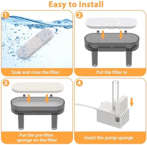 10 Set Dog Water Fountain Filters Replacement,4Gal/15L Pet Fountain Filters,Made of Activated Carbon and PP Cotton, 5-Layer Filtration System, 10 Pre-Filter Sponge,10 Pump Sponge,10 Filter - Image 5