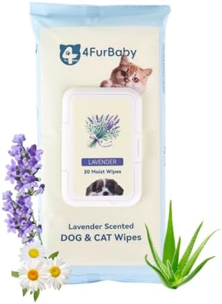 Dog Wipes for Paws and Butt, Lavender, 30 Count by 4FurBaby