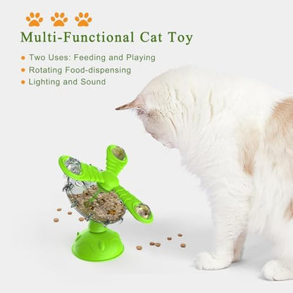 Rotating Pet Treat Dispenser Toy: 360-Degree Rotating Windmill Puzzle Toy, Window-Mounted Ferris Wheel Feeder with Suction Cups for Cats and Dogs, Suitable for Puppies (Pink) - Image 3