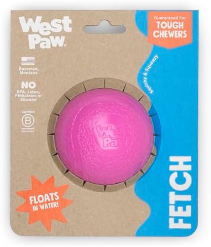 WEST PAW Boundr Ball Dog Fetch Toy – Bouncing Toys for Dogs, Fetch, Catch, Chewing, Play – Floatable, Recyclable Balls – Large Hot Pink by WestPaw