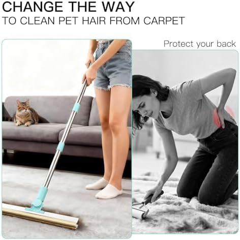 Carpet Rake for Pet Hair Removal, Upgraded 3 In 1 Reusable Dog Hair Carpet Rake Kit, Adjustable Handle for Deep Clean Dog & Cat Hair Remover, Lint Remover Scraper for Carpets, Mats, Rugs, Car&Couch - Image 2