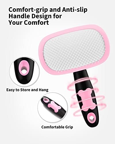 Glendan Dog & Cat Brush- Slicker Pet Brush- Shedding Grooming Tools (Pink) - Image 4