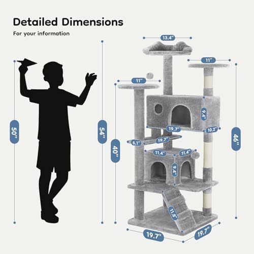 DUMOS 54 Inch Cat Tree Tower with Scratching Posts - Image 2