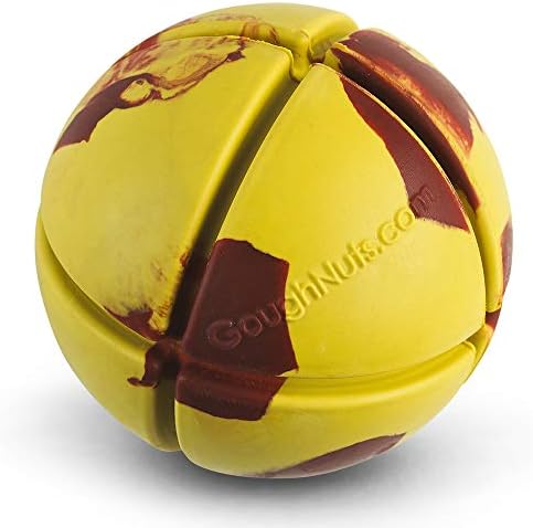 Goughnuts – Virtually Indestructible Ball - Guaranteed Dog Chew Toys for Aggressive Chewers Like Pit Bulls, German Shepherds, and Labs from 30-70 Pounds - Tough and Durable Natural Rubber - Yellow by Goughnuts