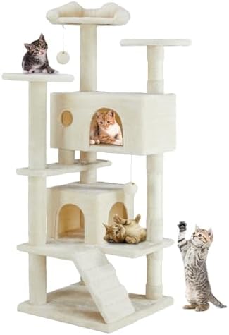 DUMOS 54-inch Cat Tree Tower with Scratching Posts, Indoor Use by DumosLifestyle