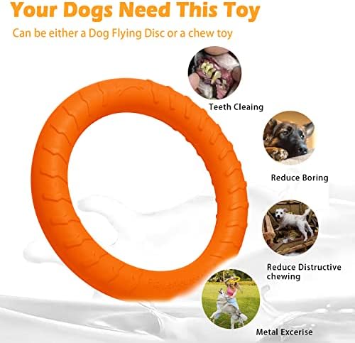Dog Flying Disc Dog Chew Toy,Dog Toys for Aggressive Chewers Floating Dog Ring/Fetch Toys for Medium/Large Breeds Interactive Dog Pool Float Durable Toy for Training and Teeth Cleaning,28cm - Image 3