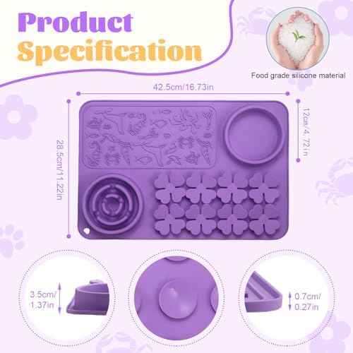Silicone Lick Mat for Dogs & Cats – Slow Feeder Dog Bowl, Non-Slip Licking Mat for Large & Small Breeds, Puzzle Feeder & Snuffle Mat for Fast Eaters, Interactive Pet Food Mat with Measuring Spoon - Image 3