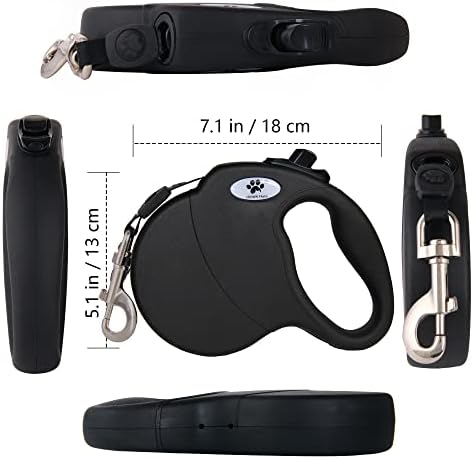 16ft Retractable Dog Leash for Large Breed Dogs up to 110 lbs with a Detachable Chew Proof Extender Wire Ropes (Black L) - Image 6