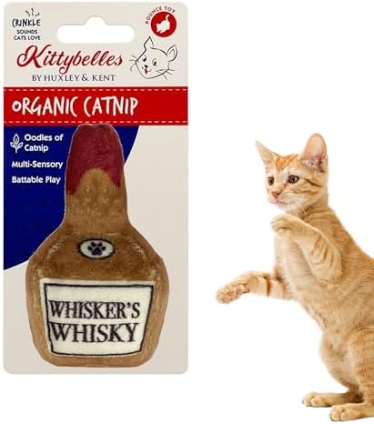 Huxley & Kent Plush Crinkle Catnip Cat Toy, Whisker's Whiskey by HuxleyKent