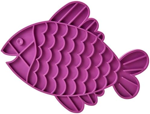 SPOT Soother Lick Mat-Licking Mat for Cats, Kittens, Medium and Large Dogs and Puppies, Food Grade Rubber, Anxiety Reliever, Dog Peanut Butter Lick Pad, Slow Feeder, 9.75inch, Fish (Pack of 2) - Image 2