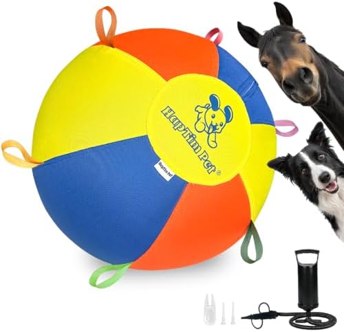 Hap Tim Upgraded 30" Heavy-Duty Herding Ball for Horse Dogs with Nylon Tabs by HapTim