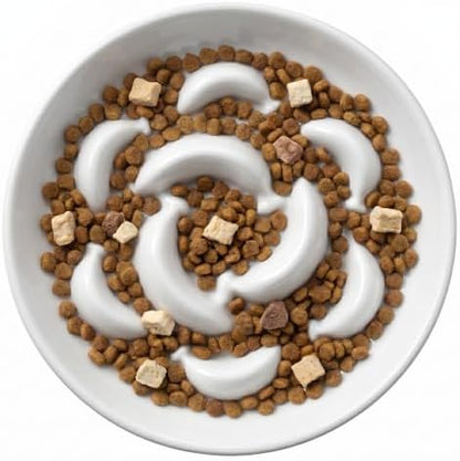 Ceramic Slow Feeder Cat Bowl, 6.3'' Wide Whisker Friendly Cat Puzzle Feeder by PTOBER